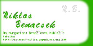 miklos benacsek business card